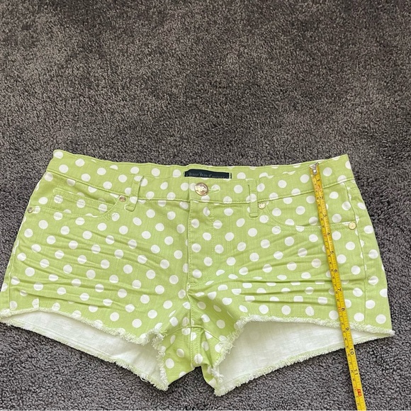Juicy Couture Size 29 Lime Green Polka Dot Frayed Hem Shorts - Picture 4 of 9